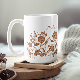 Personalisierte Blume Herbst Orange Kaffeetasse