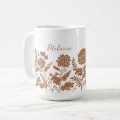 Personalisierte Blume Herbst Orange Kaffeetasse (Vorderseite Links)