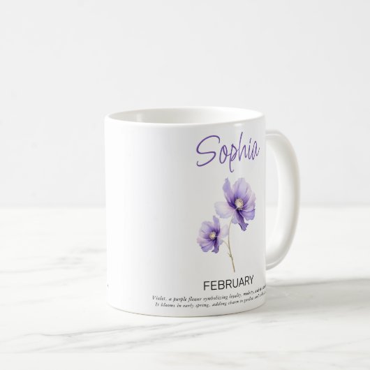 Personalisierte Blume im Februar Kaffeetasse (VorderseiteRechts)