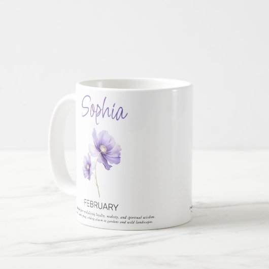 Personalisierte Blume im Februar Kaffeetasse (Vorderseite Links)