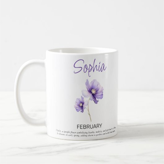 Personalisierte Blume im Februar Kaffeetasse (Links)