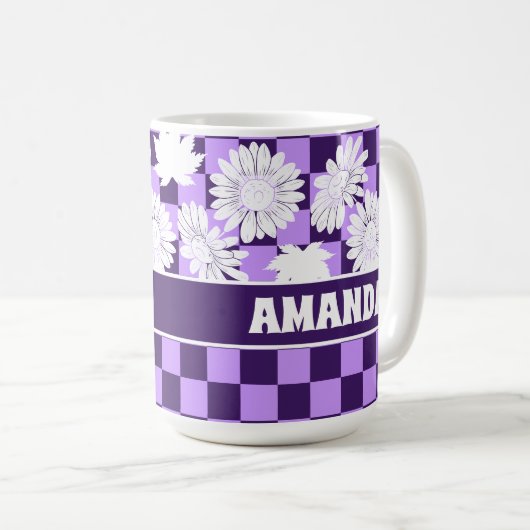 Personalisierte Blume im Herbst Lila Kaffeetasse (VorderseiteRechts)