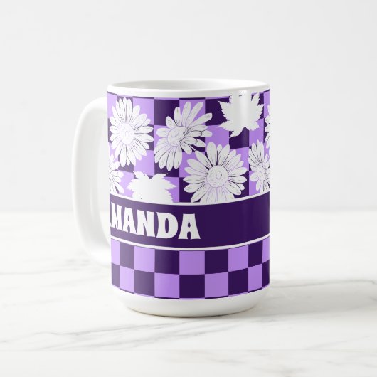 Personalisierte Blume im Herbst Lila Kaffeetasse (Vorderseite Links)