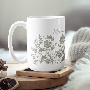 Personalisierte Blume im Herbst zeigen Grün Kaffeetasse