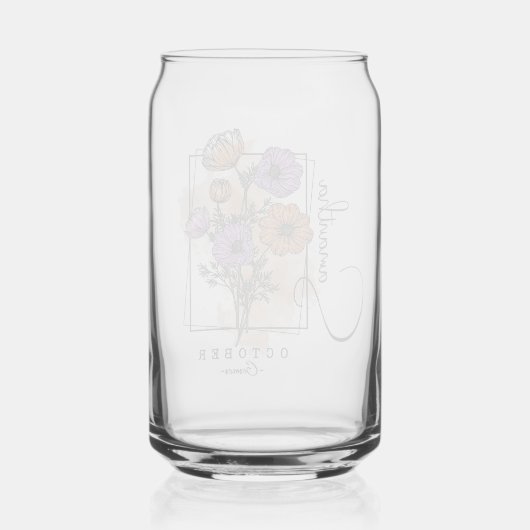 Personalisierte Blume im Oktober Dosenglas (Rückseite)