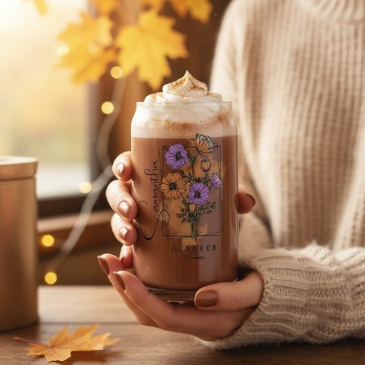 Personalisierte Blume im Oktober Dosenglas