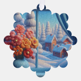 Personalisierte Blume im Winterfenster Art Ornament Karte