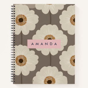 Personalisierte Blume in Beige und Braun Mitte des Notizblock