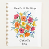 Personalisierte Blume in Rosa und Orange Planer (Vorderseite)