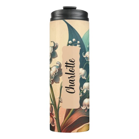 Personalisierte Blume Maigeburt Lily of the Valley Thermosbecher (Vorderseite)