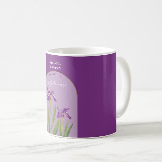 Personalisierte Blume Monat Februar Iris Kaffeetasse (VorderseiteRechts)