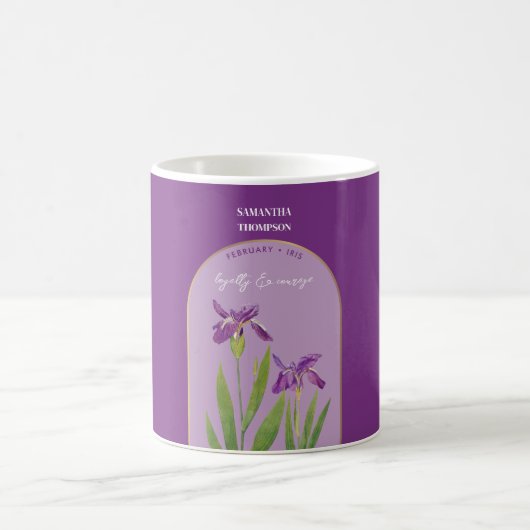 Personalisierte Blume Monat Februar Iris Kaffeetasse (Mittel)