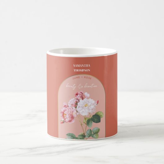 Personalisierte Blume Monat Juni Rose Kaffeetasse (Mittel)
