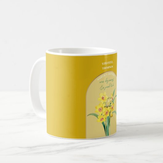 Personalisierte Blume Monat März Kaffeetasse (Vorderseite Links)