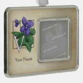 Personalisierte Blume Rahmen-Ornament Silber (Rechts)