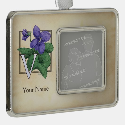 Personalisierte Blume Rahmen-Ornament Silber (Rechts)