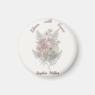 Personalisierte Blume Rosa Rose Benutzername Büro Magnet