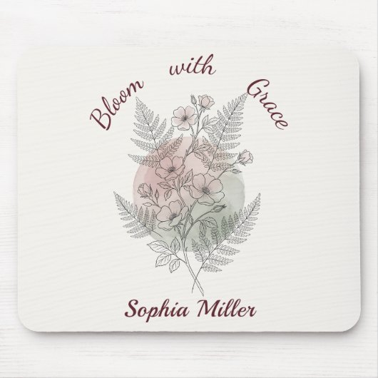 Personalisierte Blume Rosa Rose Benutzername Büro Mousepad (Vorne)