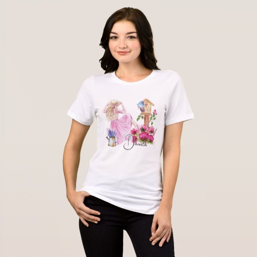 Personalisierte Blume Tri-Blend Shirt (Vorderseite voll)