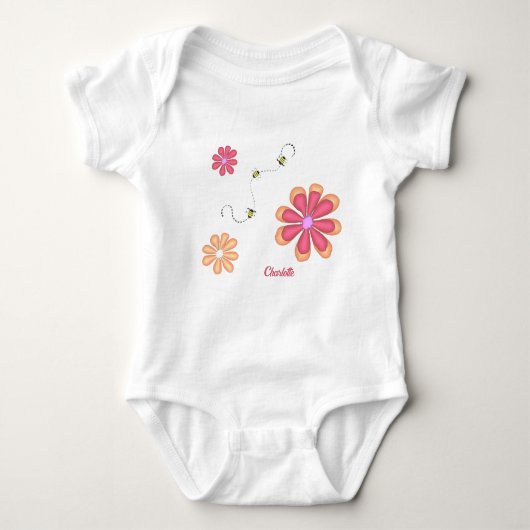 Personalisierte Blume und Baby Bodysuit Baby Strampler (Vorderseite)