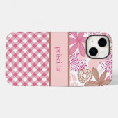 Personalisierte Blume und Karierter Fall per Telef Case-Mate iPhone Hülle (Rückseite (Horizontal))
