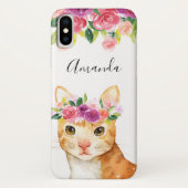 Personalisierte Blume und Katzen Case-Mate iPhone Hülle (Rückseite)