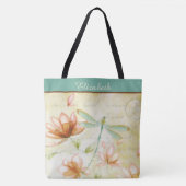 Personalisierte Blume und Libellen Tasche (Vorderseite)