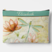 Personalisierte Blume und Libellen Zubehörtasche (Vorderseite)