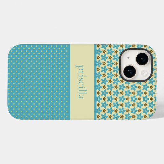 Personalisierte Blume und Polka Dots - Fall Case-Mate iPhone Hülle (Rückseite (Horizontal))