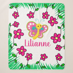 Personalisierte Blume und Schmetterling Sherpadecke