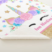 Personalisierte Blume Unicorn Sherpadecke (3/4)