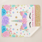 Personalisierte Blume Unicorn Sherpadecke (Vorderseite (Horizontal))