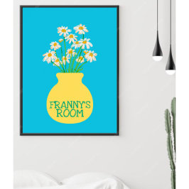 Personalisierte Blume Vase Blue Bedroom Poster