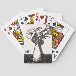 Personalisierte Blume Vase Schwarzweiß Spielkarten