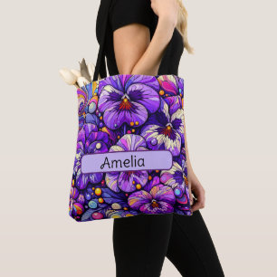 Personalisierte Blume Violet Februar Tasche