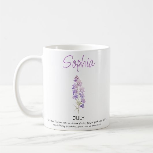 Personalisierte Blume vom Juli Kaffeetasse (Links)
