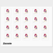 Personalisierte Blumen-Collage-Exlibris  Quadratischer Aufkleber (Blatt)