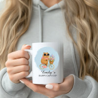 Personalisierte Blumen-Fahrrad-Capybara-Tasse mit