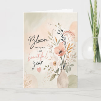 Personalisierte Blumen-Geburtstagskarte – Blühen Karte