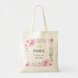 Personalisierte Blumen-Hochzeitstasche, rosa Blume Tragetasche