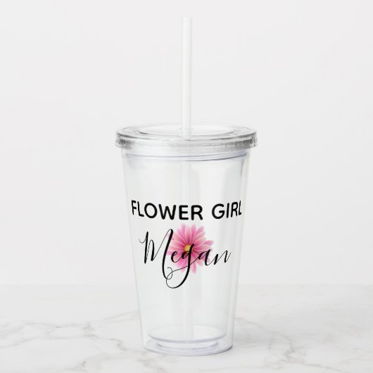 Personalisierte Blumen-Mädchen-Schale Acryltrinkbecher (Vorderseite)
