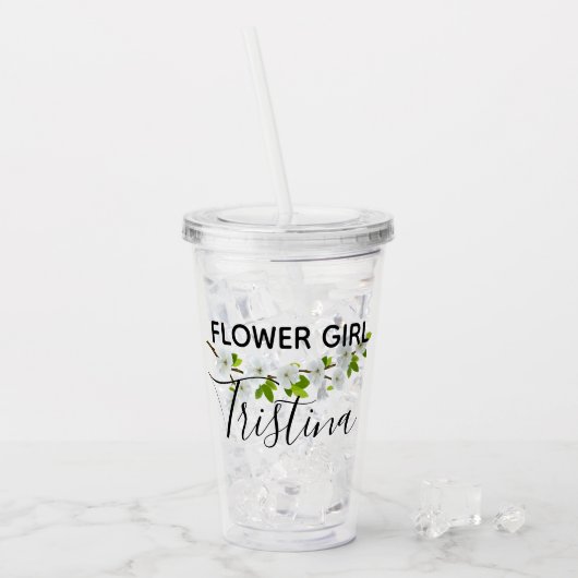 Personalisierte Blumen-Mädchen-Schale Acryltrinkbecher (Vorderseite Ice)