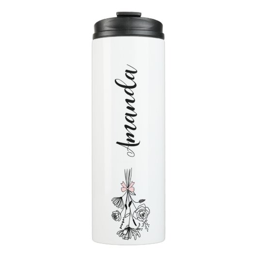 Personalisierte Blumen-Name Geburtsmonatsblume Thermosbecher (Vorderseite)
