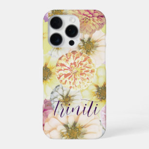 Personalisierte Blumen-Name-Handyhülle für Frauen iPhone 16 Pro Hülle