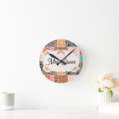 Personalisierte Blumen-Patchwork-Lehrerrund Uhr (Zuhause)