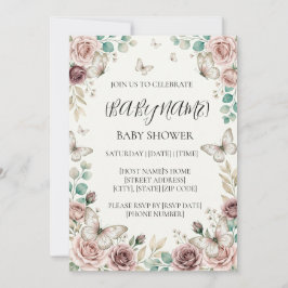 Personalisierte Blumen-Schmetterling-Baby-Party Einladung