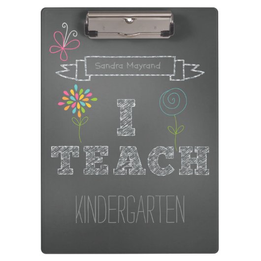 Personalisierte Blumen-Tafel unterrichte ich Klemmbrett (Vorderseite)