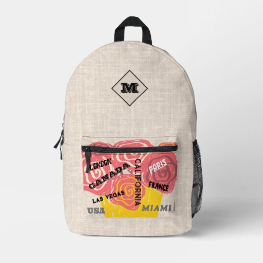 Personalisierte Blumen und Burlap Stylish Design T Bedruckter Rucksack (Vorderseite)