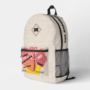 Personalisierte Blumen und Burlap Stylish Design T Bedruckter Rucksack