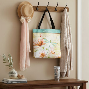 Personalisierte Blumen und Libelle Tasche
